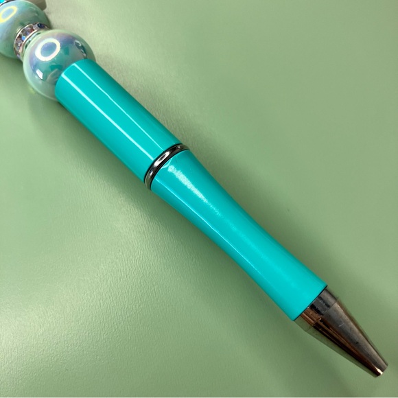 Skeleton Hand Wearing Turquoise Rings Handmade Beaded Pen - Picture 4 of 6